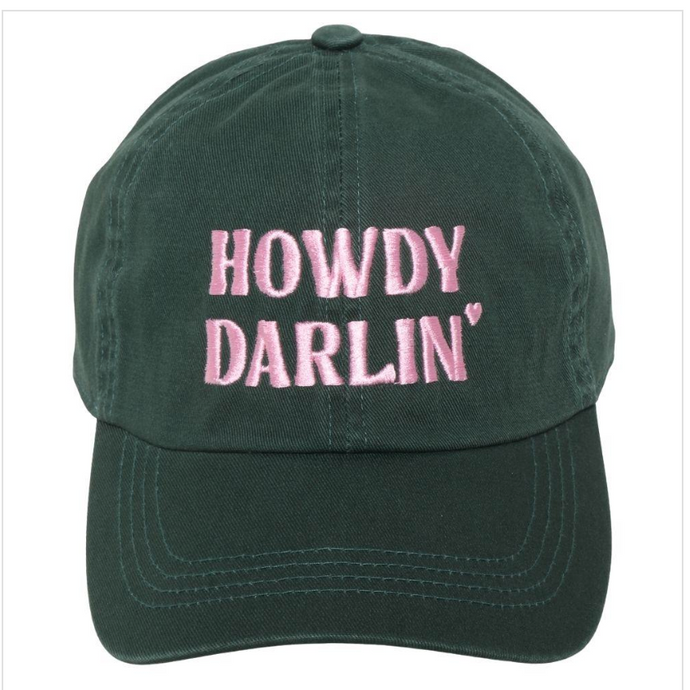 Howdy Darlin Embroidery Patch In Denim Mesh Baseball Cap Green